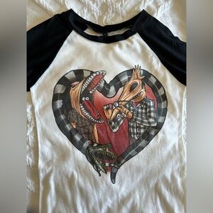 Beetlejuice Black and White Graphic Raglan Shirt